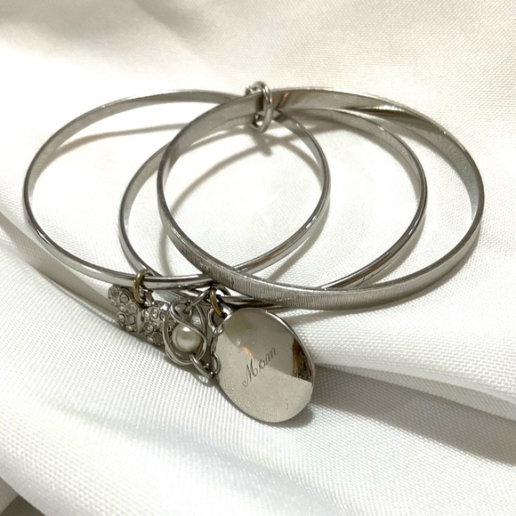 3 Piece Mom Bangle Charm Bracelet Lot - Picture 2 of 10